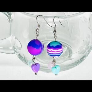 Colorful Heart Bead Earrings